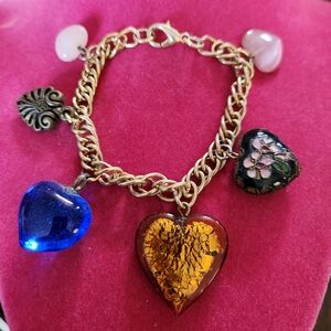 Vintage Pilgrim Heart To Heart Chunky Bracelet Gold Tone Bracelet